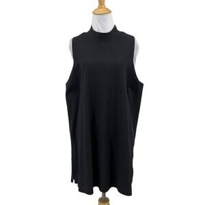 Athleta Tunic Top Womens Extra Large Black Interstellar Bike Back Zip Structured